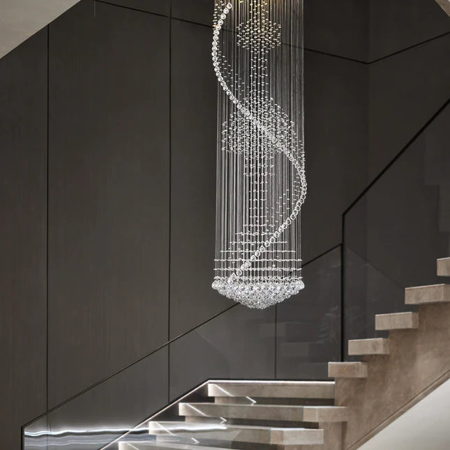 Modern Spiral Crystal Chandelier, Width 28'' x  Height 94'' -  $450