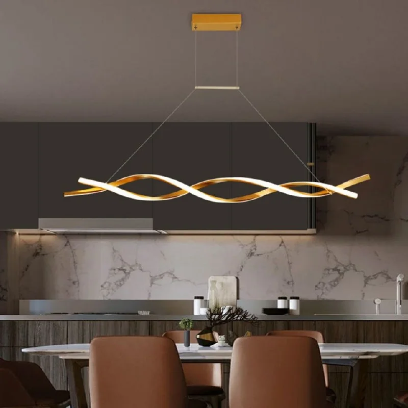 Modern LED Pendant Lamp, Dimmable Black Gold Chandelier