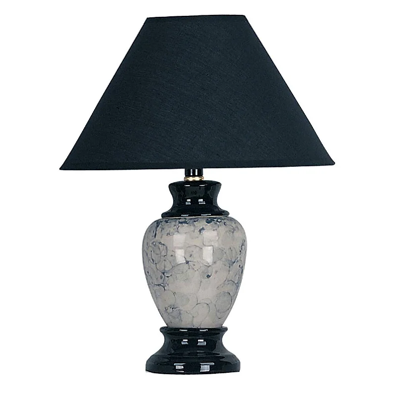 13" Black Ceramic Bedside Table Lamp With Black Shade