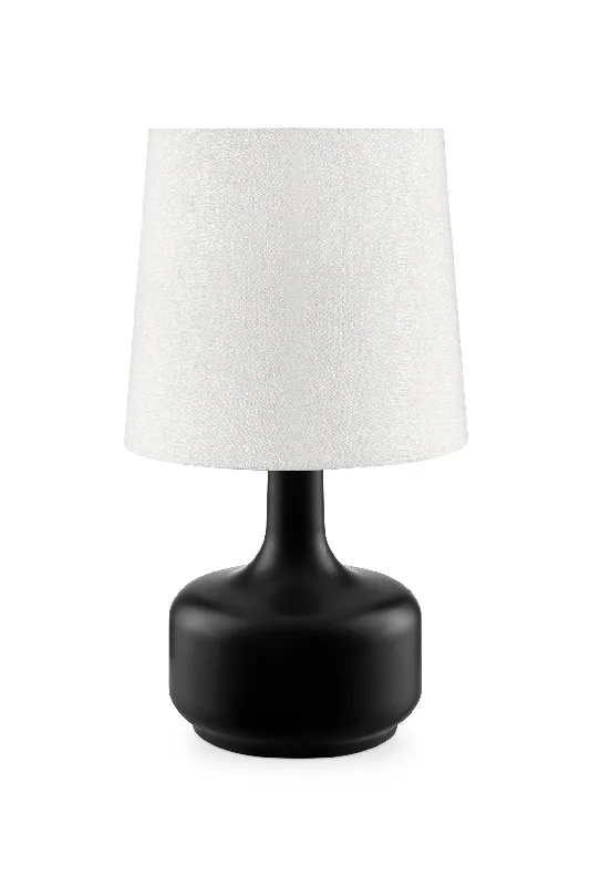 17" Black Metal Bedside Table Lamp With White Shade