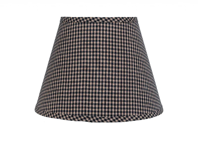 27" Black Candlestick Table Lamp With Black Mini Check Shade