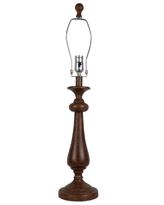 27" Distressed Brown Candlestick Lamp Base