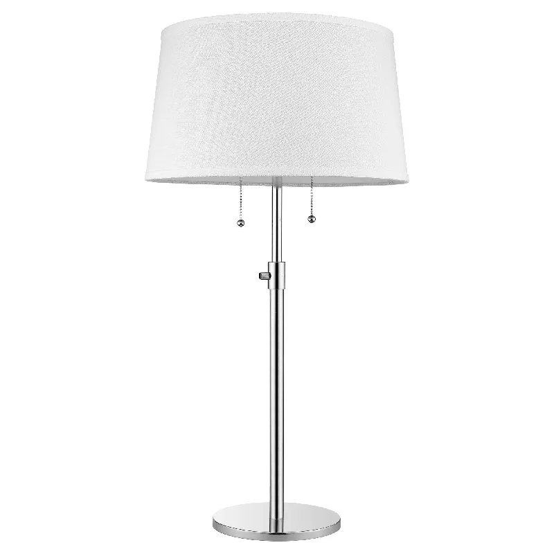 31" Silver Metal Two Light Adjustable Table Lamp With White Empire Shade