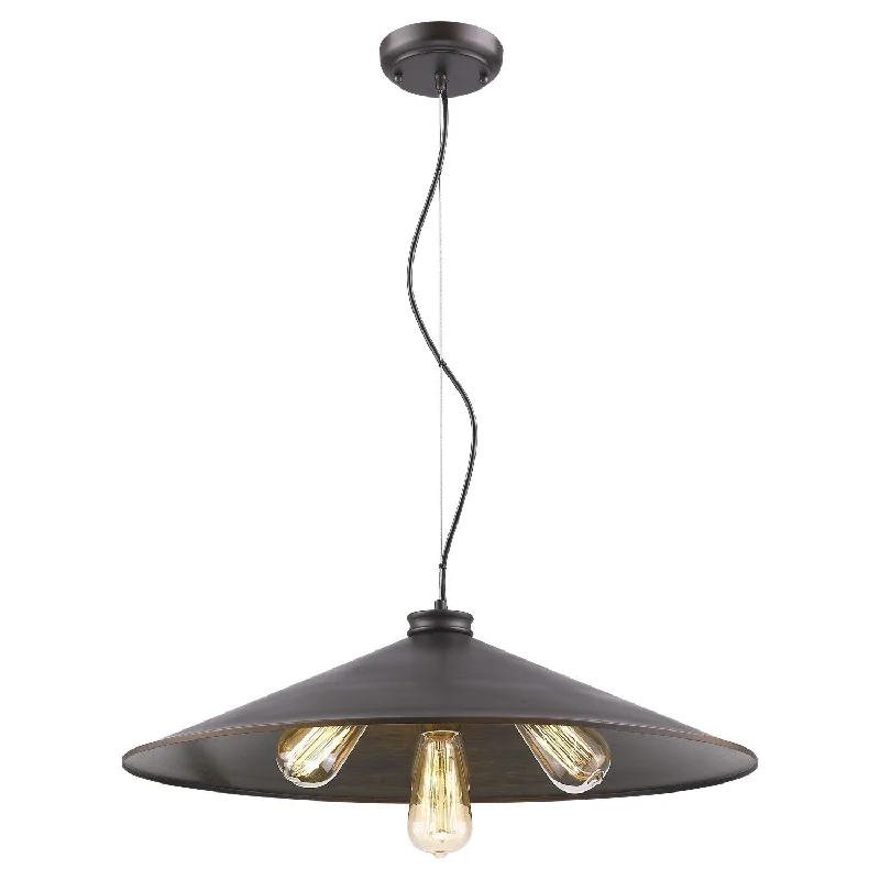 Alcove 4-Light Oil-Rubbed Bronze Pendant With Raw Brass Interior Shade