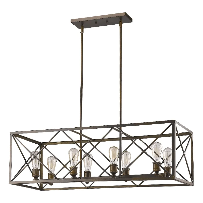 Brooklyn 8-Light Oil-Rubbed Bronze Island Pendant With Metal Framework Shade