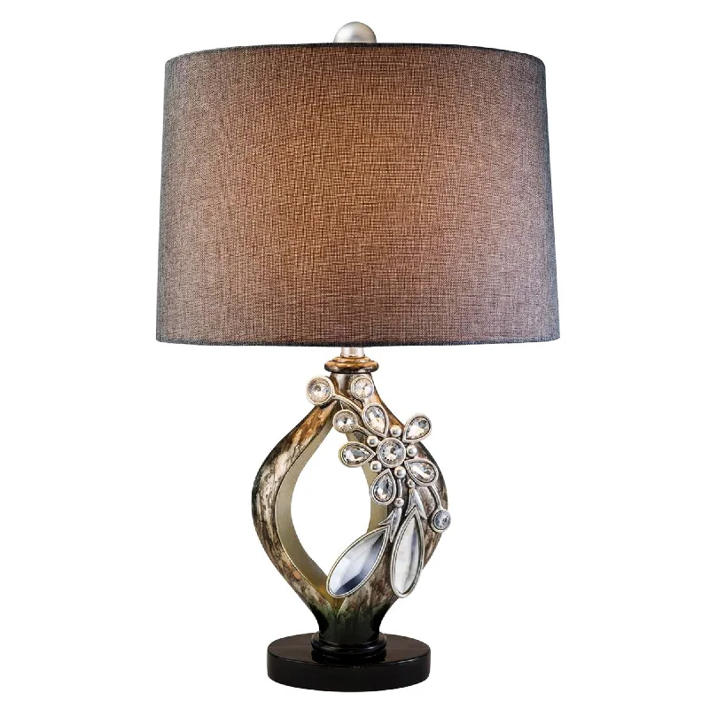 Brown and Gold Faux Crystal Glam Accent Table Lamp