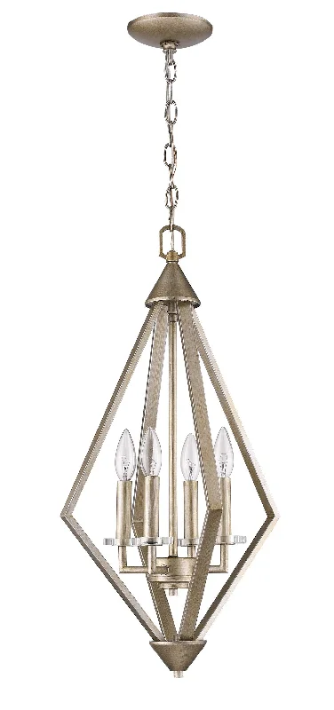 Easton 4-Light Washed Gold Pendant With Crystal Bobeches