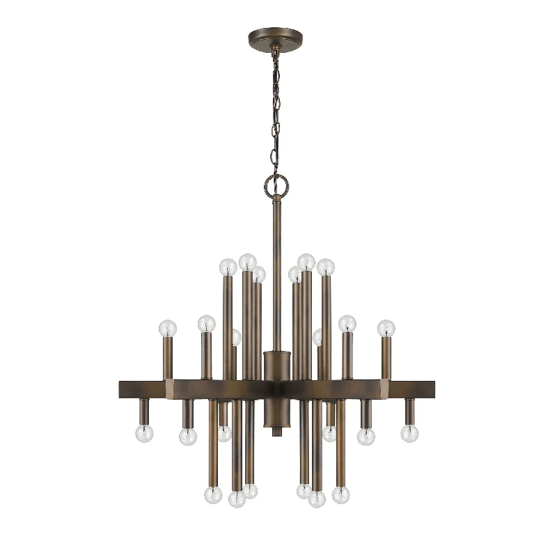 Brown Candle Style Multi Light Metal Dimmable Chandelier