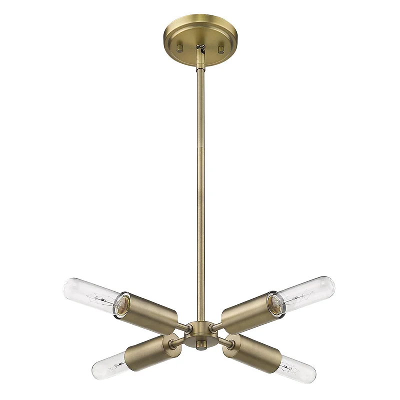 Gold Four Light Metal Dimmable Chandelier