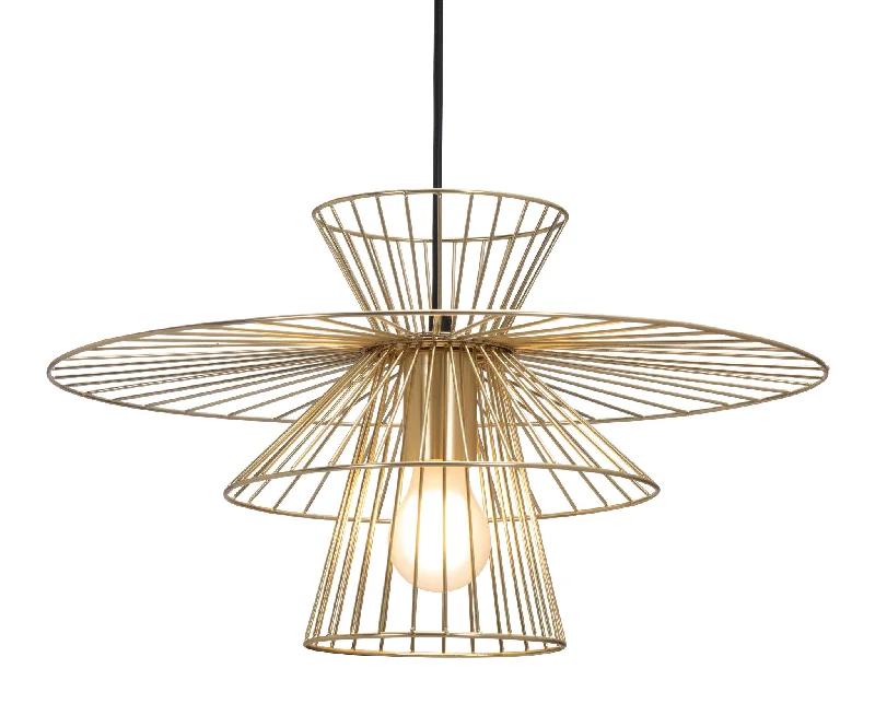 Gold Caged Geometric Metal Hanging Ceiling Light