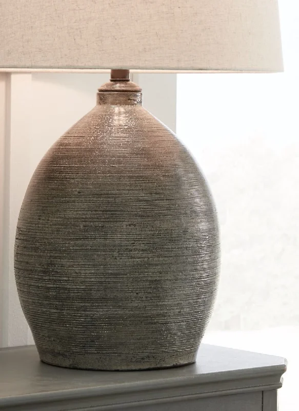 Gray Joyelle Terracotta Table Lamp  by Ashley Furniture