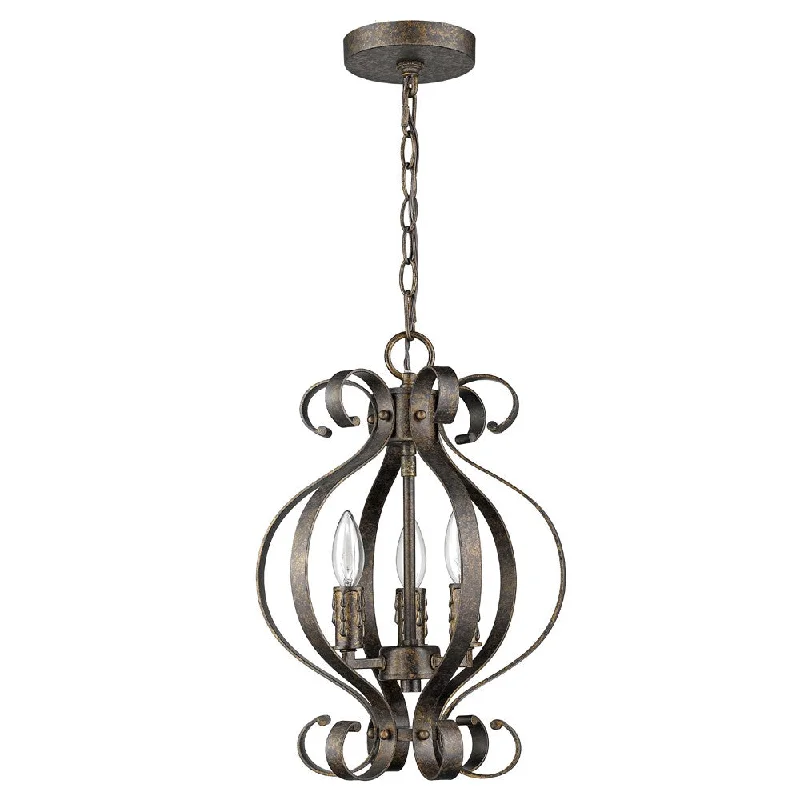 Black Candle Style Three Light Metal Dimmable Chandelier