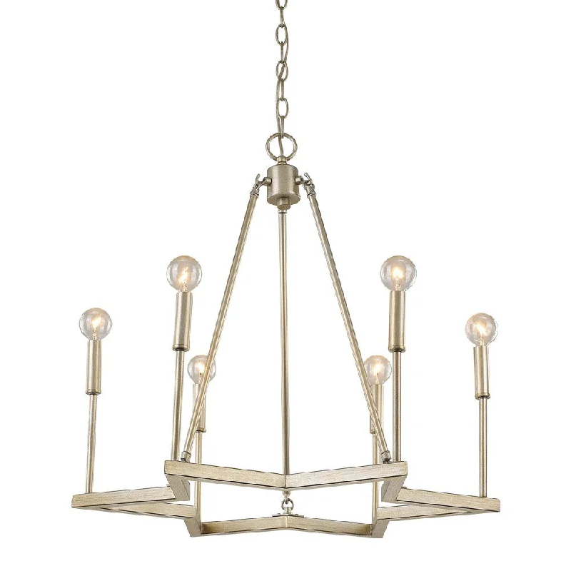 Gold Candle Style Six Light Metal Dimmable Chandelier