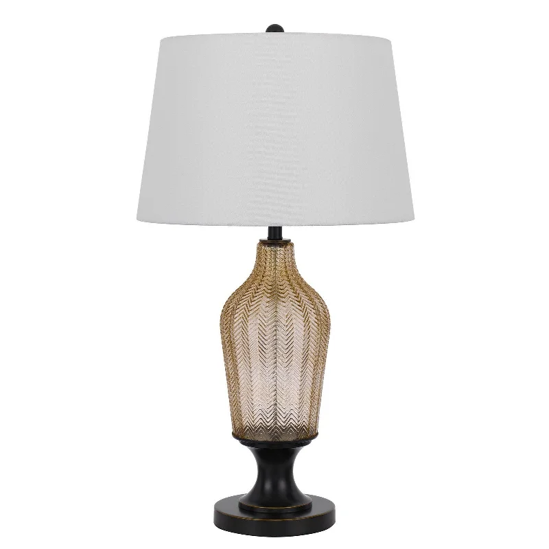 31" Bronze Glass Table Lamp With White Empire Shade