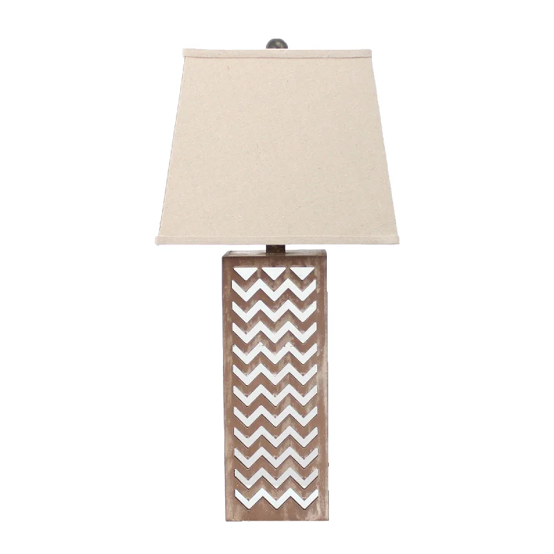 6 X 6 X 27.5 Tan Metal Mirror - Table Lamp