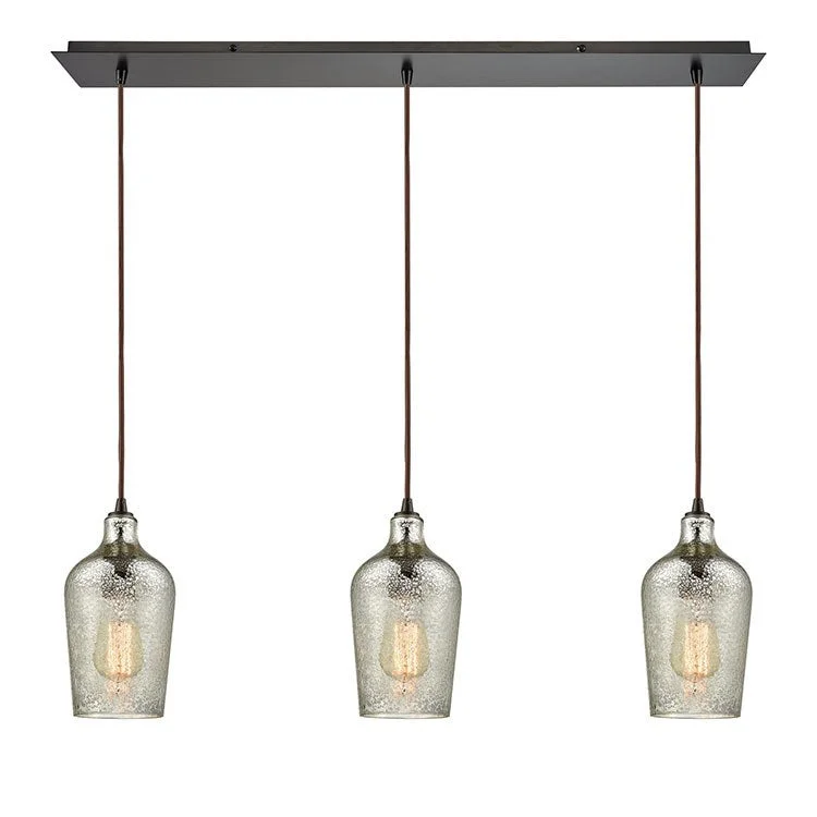 Hammered Glass Three-Light Linear Pendant