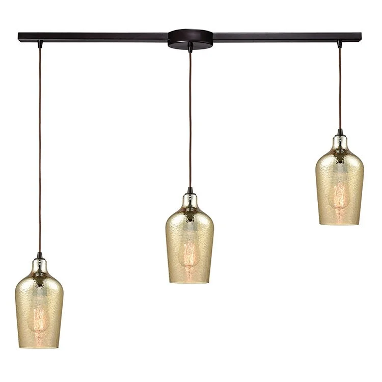 Hammered Glass Three-Light Linear Pendant