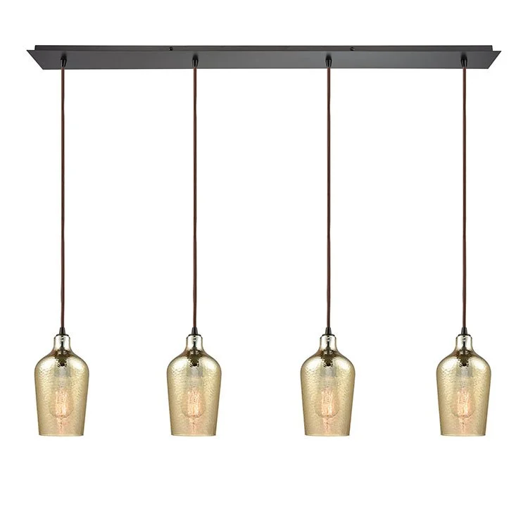 Hammered Glass Four-Light Linear Pendant