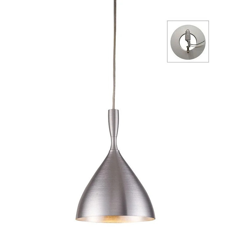 Spun Aluminum Single-Light Pendant with Recessed Light Kit