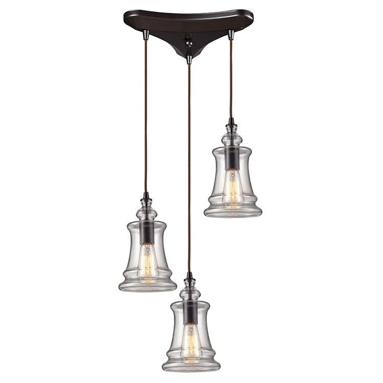 Menlow Park Three-Light Triangular Pan Pendant