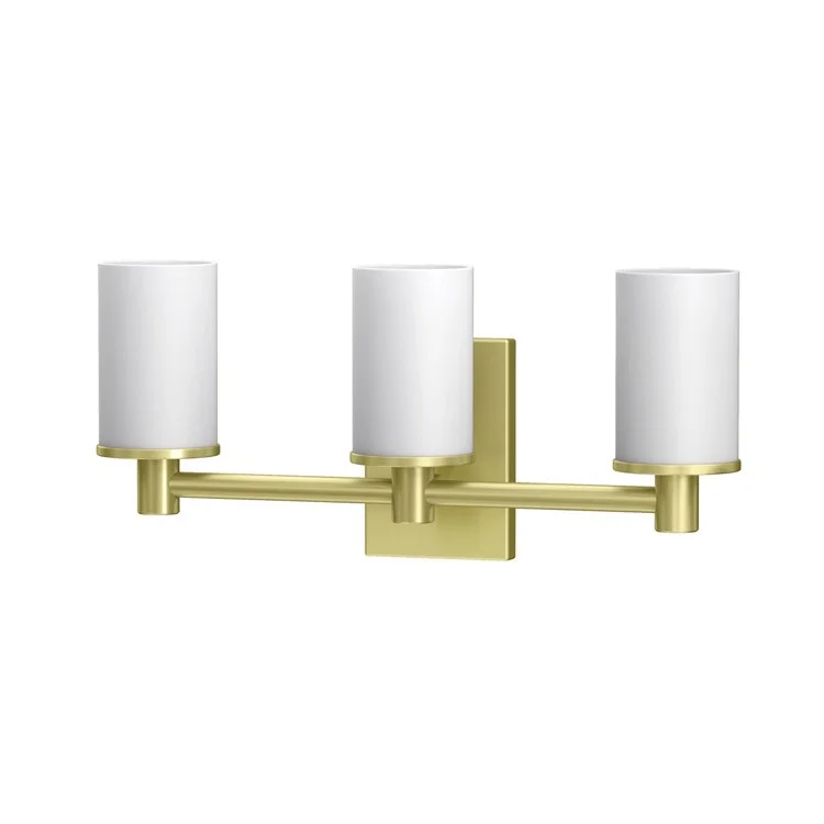 Wall Sconce Triple Sconce Bright Brushed Brass 3 Lamps Cylinder Glass Shade 19.625 x 8.7 Inch