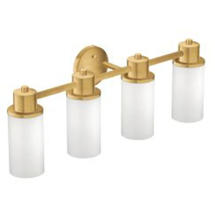 Bath Light Iso Vanity 4 Lamp Brushed Gold Glass or Shade Frosted