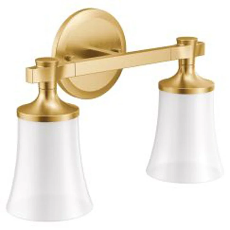 Bath Light Flara Vanity 2 Lamp Brushed Gold Glass or Shade Frosted