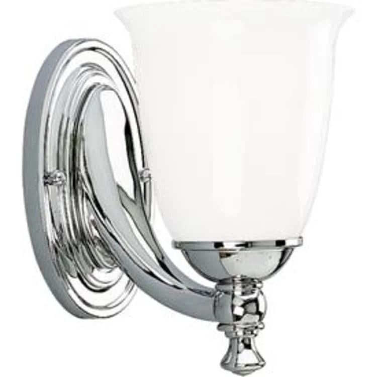 Wall Sconce Victorian 1 Lamp Polished Chrome Glass or Shade White Opal Incandescent 100 Watt