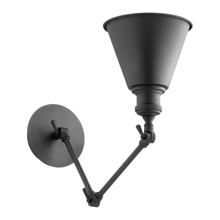 Single-Light Adjustable Swing Arm Wall Sconce with Metal Cone Shade