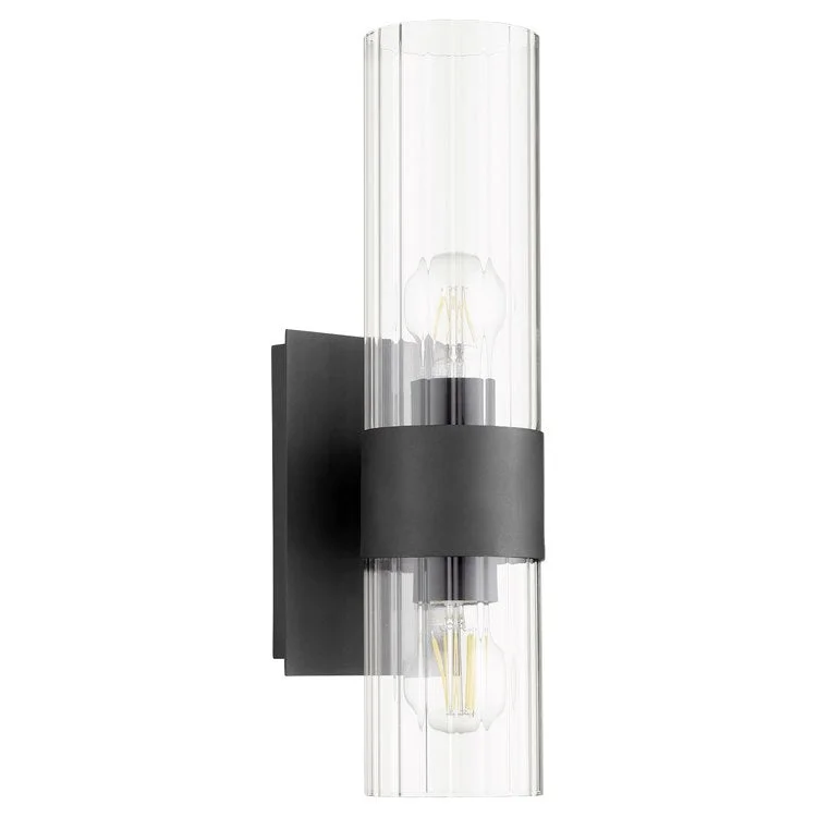 Two-Light Wall Sconce with Clear Fluted Glass Shades