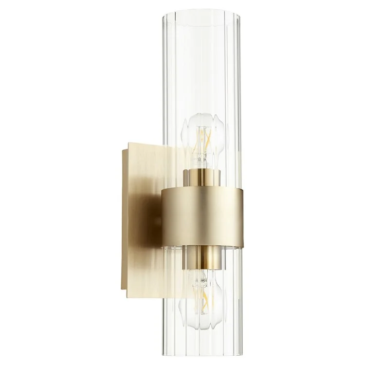 Two-Light Wall Sconce with Clear Fluted Glass Shades